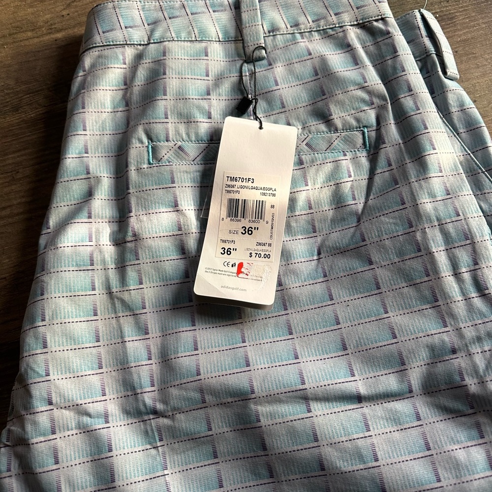 Light Blue Checked Flat-Front Men's Shorts